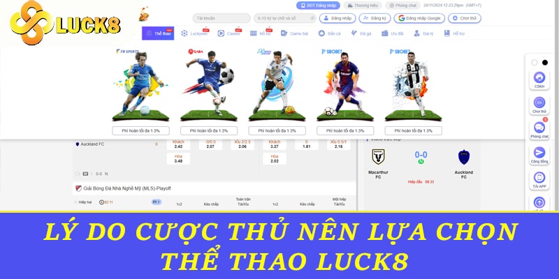 Lý do cược thủ nên lựa chọn thể thao Luck8