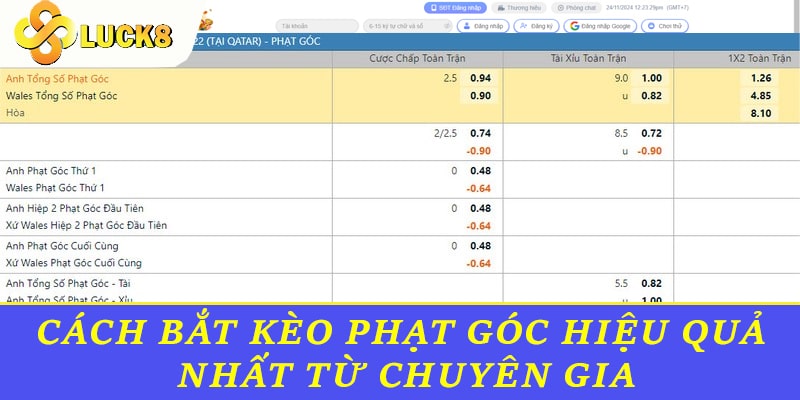 Hướng dẫn cách bắt kèo phạt góc